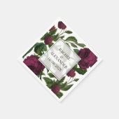 ヴィンテージエレガントブルゴーニュバラ結婚ズ スタンダードカクテルナプキン (角)