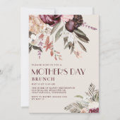 ヴィンテージエレガントブルゴーニュフローラ母の日 招待状 (正面)