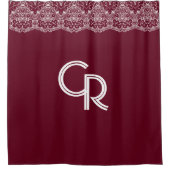 ヴィンテージエレガントブルゴーニュホワイトレースシャワーカーテン シャワーカーテン (正面)