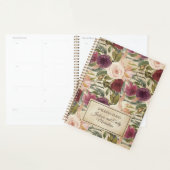 ヴィンテージエレガントブルゴーニュ赤面ピンクフローラズ結婚ス プランナー手帳 (ディスプレー)