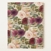 ヴィンテージエレガントブルゴーニュ赤面ピンクフローラズ結婚ス プランナー手帳 (裏面)