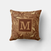 ヴィンテージエレガントブルゴーニュ金ゴールドペイズリーモノグラム クッション (裏面)