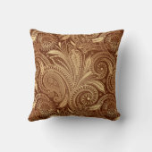 ヴィンテージエレガントブルゴーニュ金ゴールドペイズリー クッション (裏面)