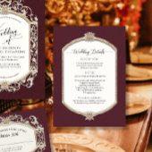 ヴィンテージエレガントブルゴーニュ金ゴールド結婚詳細 招待状