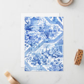 ヴィンテージエレガントブルーとホワイトパゴダチノワセリー ノートカード (正面/裏面インサイチュ)