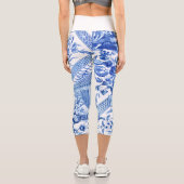 ヴィンテージエレガントブルーと白のチャイノワセリー カプリレギンス (裏面)