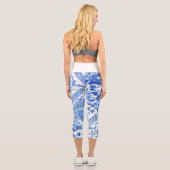 ヴィンテージエレガントブルーと白のチャイノワセリー カプリレギンス (裏面)