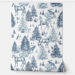 ヴィンテージエレガントブルーウマズインスノーウッズトイレ 壁紙