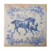 ヴィンテージエレガントブルーウマフローラ タイル (正面)