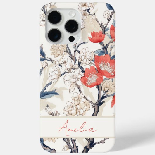 ヴィンテージエレガントブルークリームコーラルさくらんぼブロッサム Case-Mate iPhoneケース (裏面)