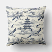 ヴィンテージエレガントブルークレーンと中国のテンプル クッション (裏面)