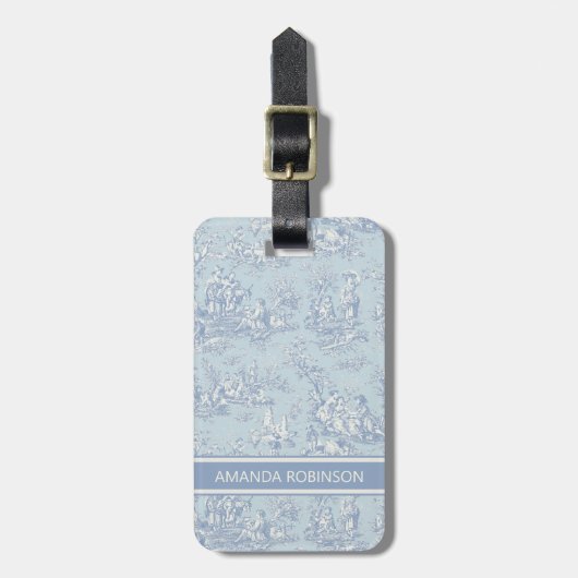 ヴィンテージエレガントブルーグレートイレデジュイ ラゲッジタグ (正面縦)