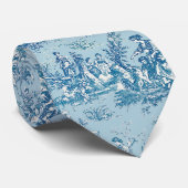 ヴィンテージエレガントブルーグレーtoile de jouy printed ネクタイ (ロール)