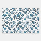 ヴィンテージエレガントブルースノーフレーククリスマス ラッピングペーパーシート (正面2)