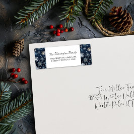 ヴィンテージエレガントブルースノーフレーク冬 ラベル