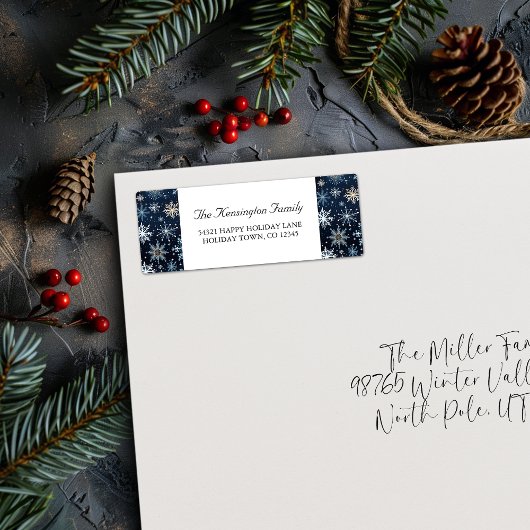 ヴィンテージエレガントブルースノーフレーク冬 ラベル