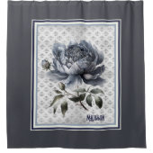 ヴィンテージエレガントブルーチノイスリートイレデジュイ シャワーカーテン (正面)