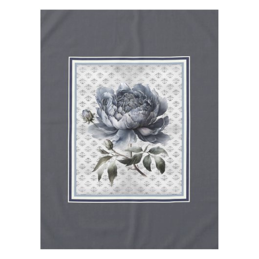 ヴィンテージエレガントブルーチノイスリートイレデジュイ テーブルクロス (正面)