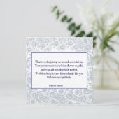 ヴィンテージエレガントブルートイルベビージャーシャワーサンキュー サンキューカード (スタンド正面)