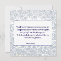 ヴィンテージエレガントブルートイルベビージャーシャワーサンキュー