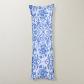 ヴィンテージエレガントブルートワールデジュウブルーホワイト ボディピロー (裏面 (縦))