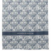 ヴィンテージエレガントブルートワールデジュウモノグラム シャワーカーテン (正面)