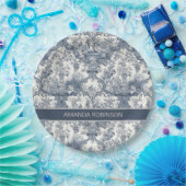 ヴィンテージエレガントブルートワールデジュウモノグラム ペーパープレート (パーティー)