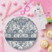 ヴィンテージエレガントブルートワールデジュウモノグラム ペーパープレート (パーティー)