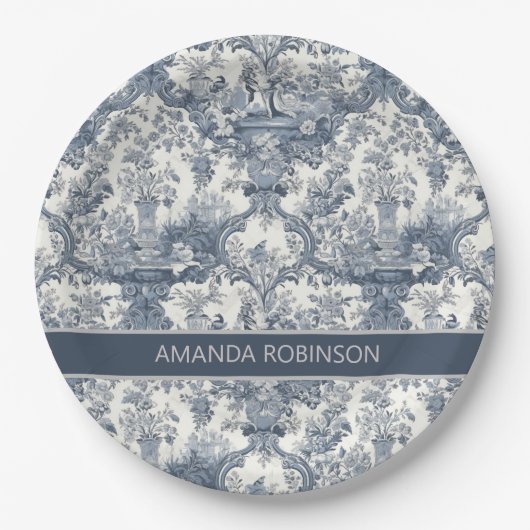 ヴィンテージエレガントブルートワールデジュウモノグラム ペーパープレート (正面)