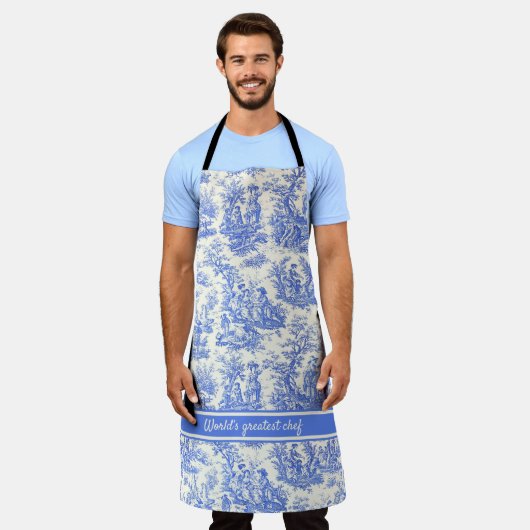 ヴィンテージエレガントブルートワール・ド・ジュイ印刷 エプロン (着用した状態)