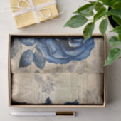 ヴィンテージエレガントブルーバラ 薄葉紙 (ギフト)