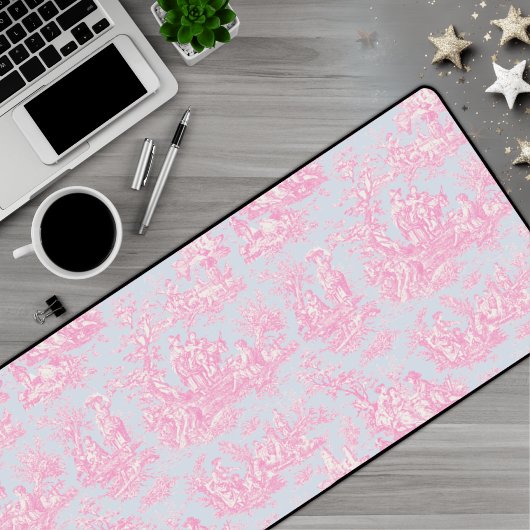 ヴィンテージエレガントブルーピンクトイレデジュイ デスクマット