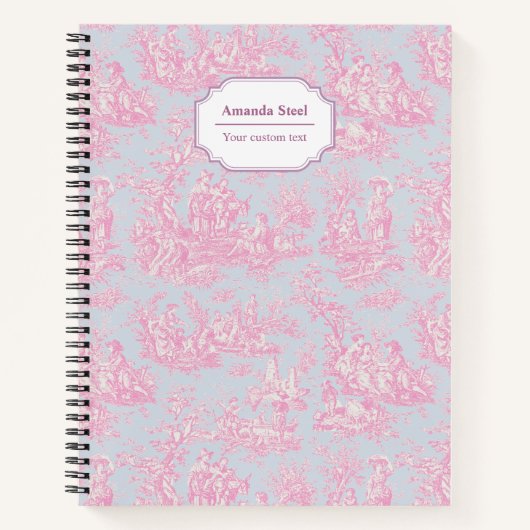 ヴィンテージエレガントブルーピンクトイレデジュイ ノートブック (正面)