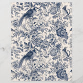 ヴィンテージエレガントブルーフローラトイルフルリーw.鳥 (裏面)