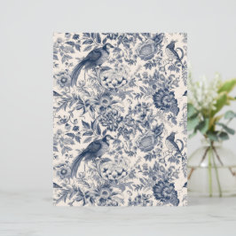 ヴィンテージエレガントブルーフローラトイルフルリーw.鳥