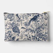 ヴィンテージエレガントブルーフローラルパターントイルデジュイ アクセサリーポーチ (裏面)