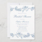 ヴィンテージエレガントブルーブライダルシャワー 招待状 (正面)