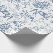 ヴィンテージエレガントブルーホワイトホース花柄 ラッピングペーパー (角)