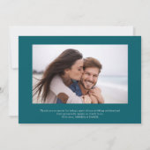 ヴィンテージエレガントブルーモルデン二つの写結婚真 サンキューカード (裏面)