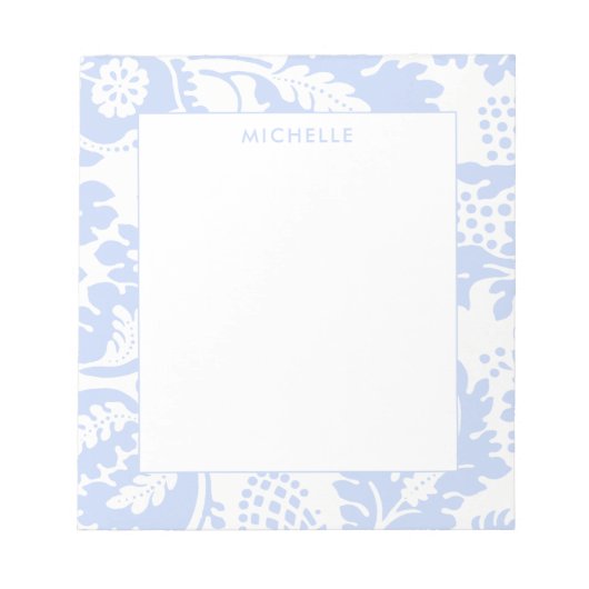 ヴィンテージエレガントブルーヴェネツィアフローラ植物学 ノートパッド (正面)