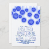 ヴィンテージエレガントブルー結婚式招待状 招待状 (正面/裏面)