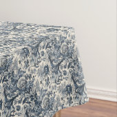 ヴィンテージエレガントブルー花柄トイルフルーリー テーブルクロス (インサイチュ)