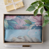 ヴィンテージエレガントブロンドの女性はピンク色の牡丹を見すぼらしい 薄葉紙 (ギフト)