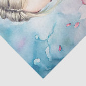 ヴィンテージエレガントブロンドの女性はピンク色の牡丹を見すぼらしい 薄葉紙 (詳細)