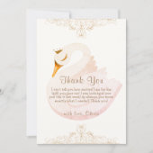 ヴィンテージエレガントプリンセススワンガールベビーシャワー サンキューカード (正面)