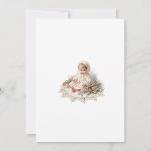 ヴィンテージエレガントベビーガールバプテスマ 招待状 (裏面)