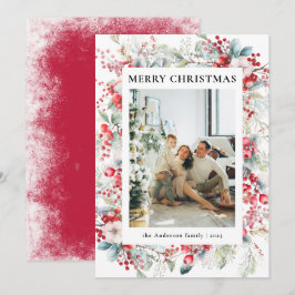 ヴィンテージエレガントベリーのクリスマスファミリー写真 シーズンカード