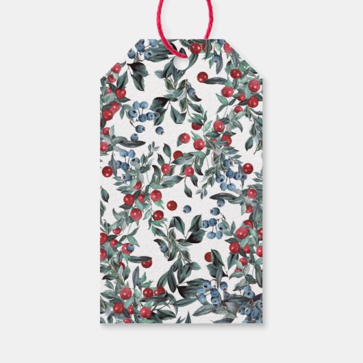 ヴィンテージエレガントベリーリースと金ゴールドモノグラム ギフトタグ (裏面)