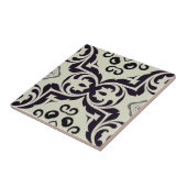 ヴィンテージエレガントベージュとブラックダマスクパターン タイル (側面)