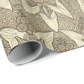 ヴィンテージエレガントベージュアールヌーボーフローラ ラッピングペーパー (ロールコーナー)